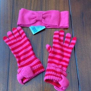 Kate Spade sawyer lane desertrose bow earwarmer & bow gloves